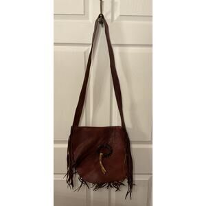 Large Jimmi WZ Natural Leather Handmade Western Fringe Messenger Crossbody Bag